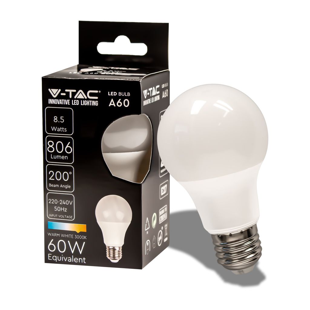 LAMPADINA LED E27 8.5W A60 3000K