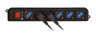 MULTIPRESA 6 USCITE 10/16A 2P+T NERA CON INTERRUTTORE