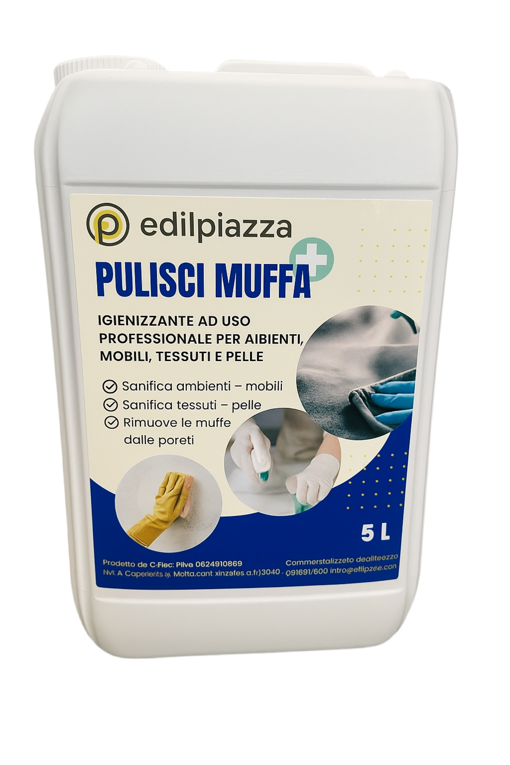 Pulisci Muffa - igenizzante per Mobili, Tessuti, Pelle, Ambienti - Prodotto Marcato da Edilpiazza