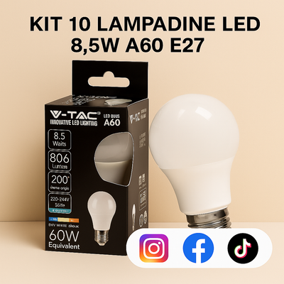 KIT 10 PEZZI LAMPADINE 3000k/4000k/6500k - con 3 Opzioni di Tonalità Colore
