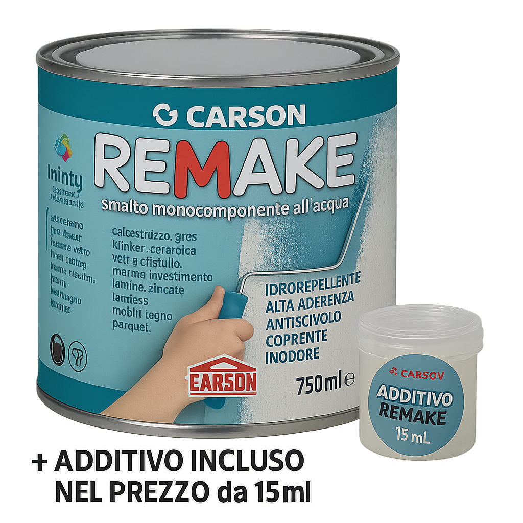 REMAKE CARSON - SMALTO PER PIASTRELLE ALL’ACQUA (PERSONALIZZABILE) “+Additivo Remake da 15 ml incluso nel prezzo”