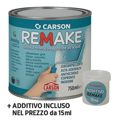 REMAKE CARSON - SMALTO PER PIASTRELLE ALL’ACQUA (PERSONALIZZABILE) “+Additivo Remake da 15 ml incluso nel prezzo”