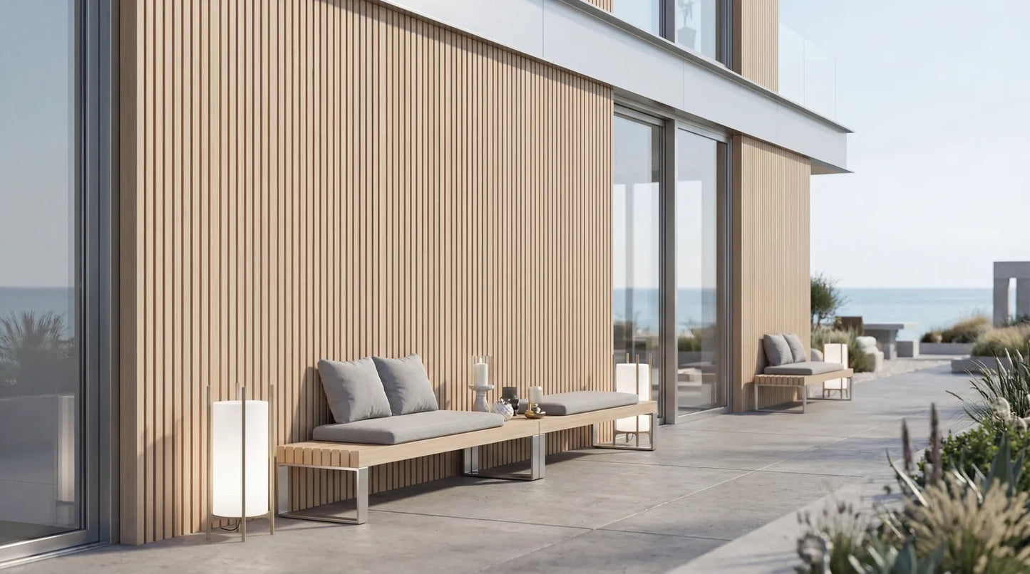 Pannello Dogato WPC SHAPE X – Rivestimento Murale Esterno Doghe 3000 (H) x 201 (L) x 26 (SP) mm