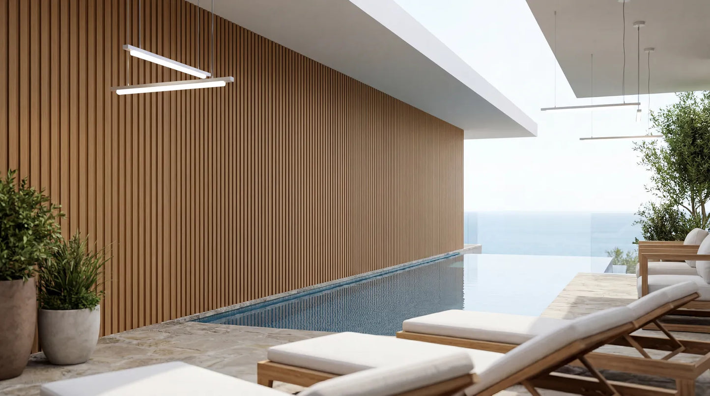 Pannello Dogato WPC SHAPE X – Rivestimento Murale Esterno Doghe 3000 (H) x 201 (L) x 26 (SP) mm