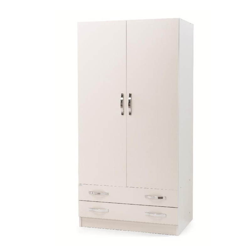 Armadio 180x60x90 2 ante 2 cassetti bianco frassinato