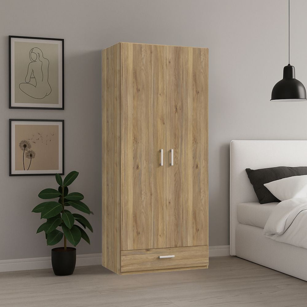 Armadio Arcadia 4 ante battenti e un cassetto colore rovere medio