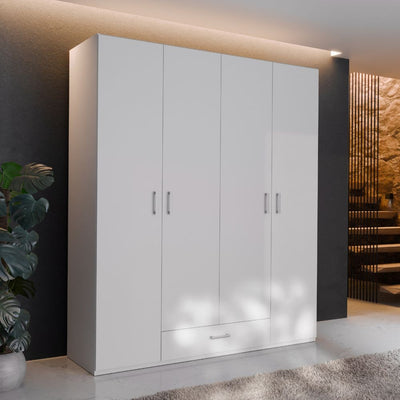 Credenza con vetrina Landwood50 3 ante vetro superiori 3 ante inferiori vani a giorno e 3 cassetti in bianco