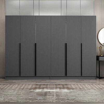 Armadio Kale 6 ante battenti colore antracite effetto cannettato