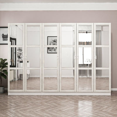 Armadio Kale colore bianco con 6 ante battenti a specchio