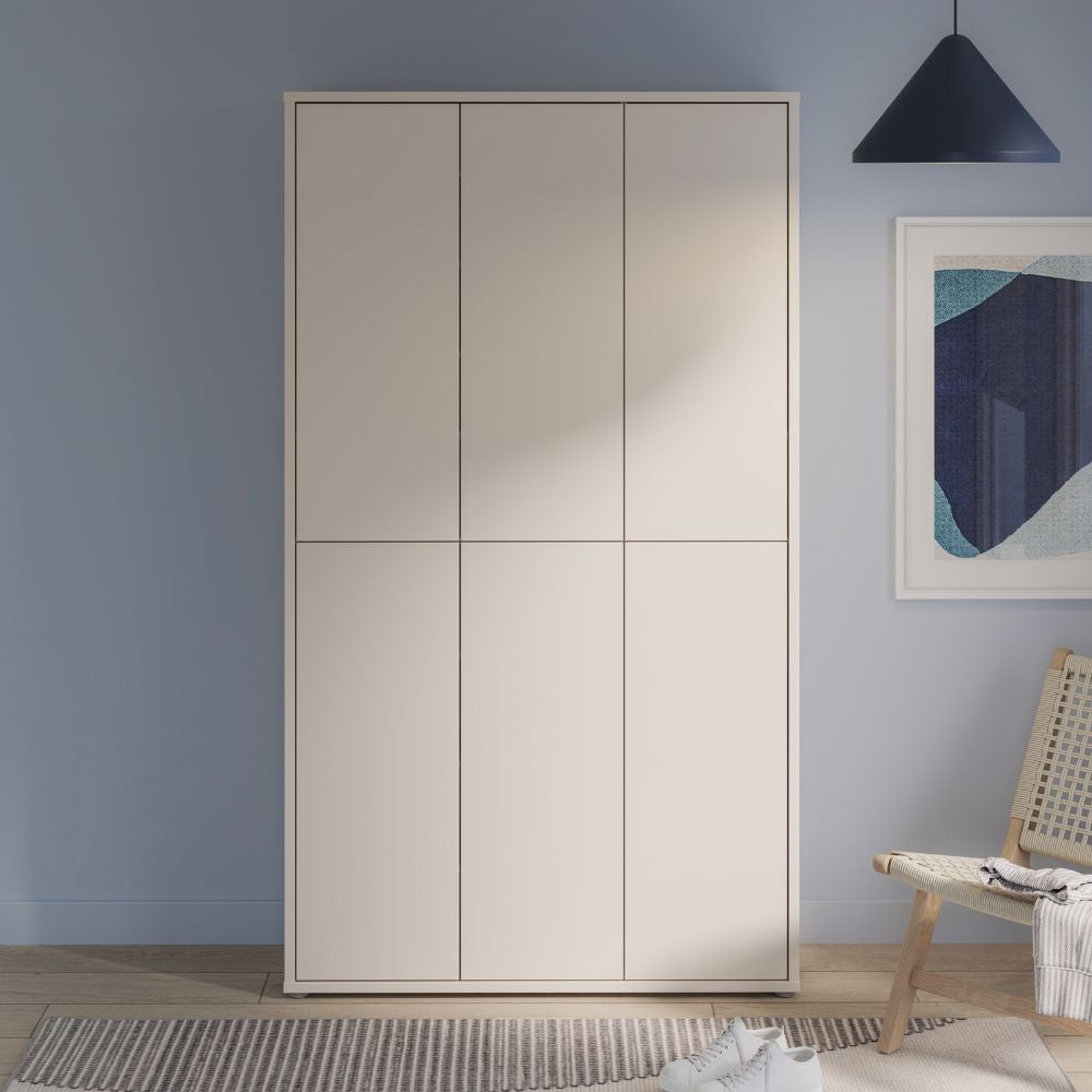 Armadio multiuso Medea 6 ante colore cashmere 109.2x34.9xH191.9 cm.