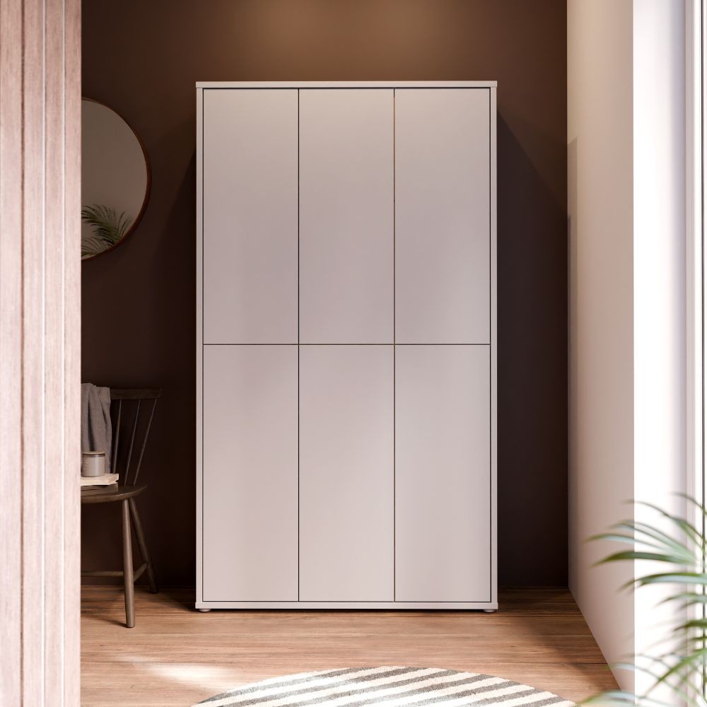 Armadio multiuso Medea 6 ante colore grigio chiaro 109.2x34.9xH191.9 cm.