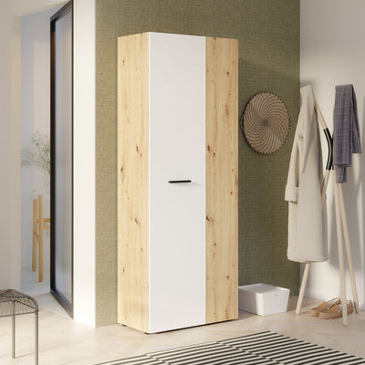 Armadio multiuso Teodoro 2 ante con ripiani struttura rovere e 1 anta bianco