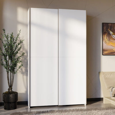 Armadio Teodoro con 2 ante battenti e 2 ante scorrevoli colore rovere e nero