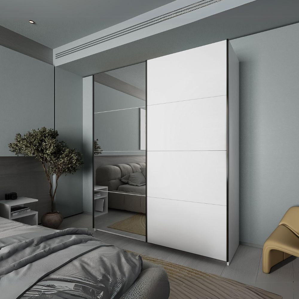 Armadio Zegna 170 2 ante scorrevoli con specchio in bianco