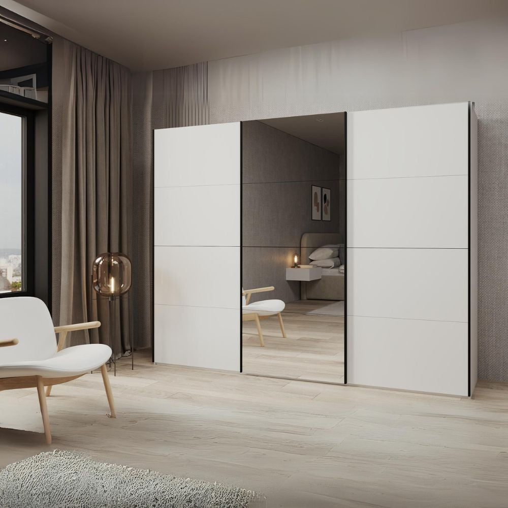 Armadio Zegna 255 3 ante scorrevoli con specchio colore bianco