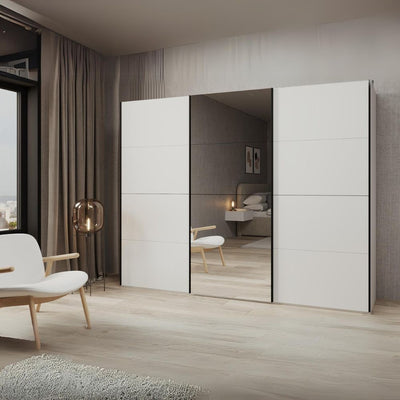 Armadio Zegna 255 3 ante scorrevoli con specchio colore bianco