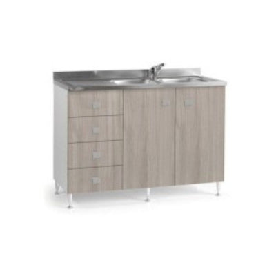 Base lavello 120 con cassettiera a sinistra colore olmo