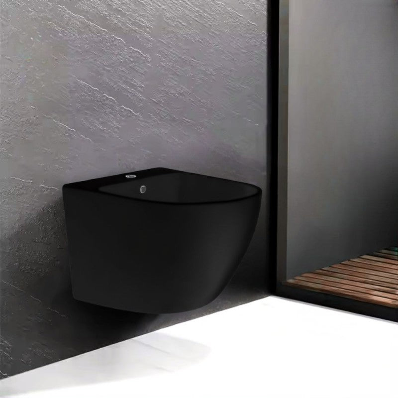 Bidet sospeso YJ-BD08 48.5x36x33 cm nero opaco smaltato