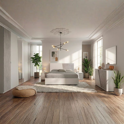 Camera da letto Fadri colore grigio ghiaccio e ossido grigio scuro