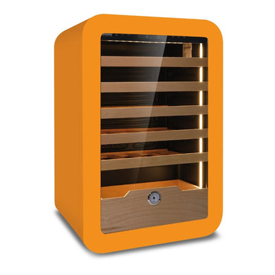 Cantinetta Vinarius 40 ventilato con 5 mensole in legno con guide telescopiche in colore arancio classe G
