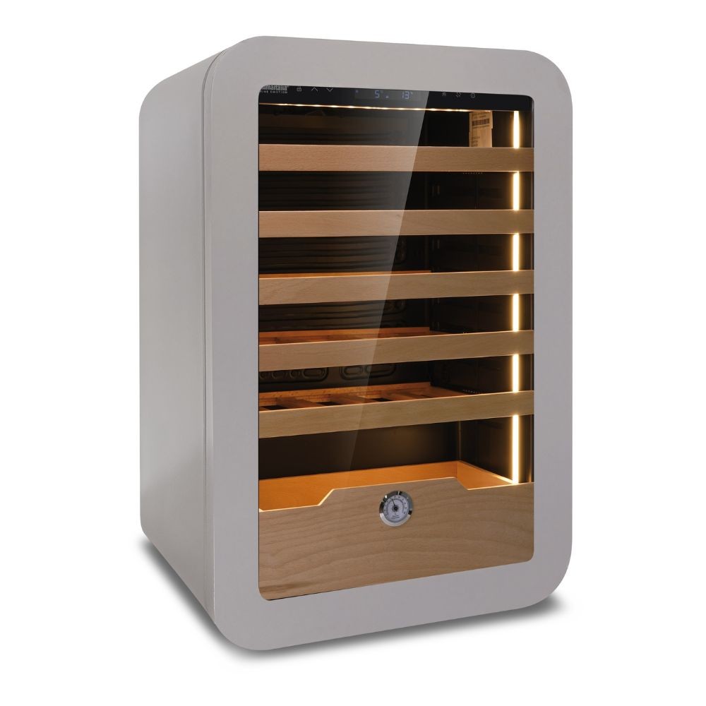 Cantinetta Vinarius 40 ventilato con 5 mensole in legno con guide telescopiche in colore grigio classe G