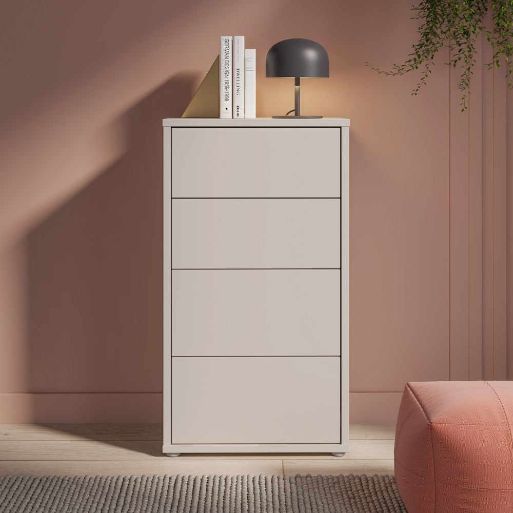 Cassettiera Medea 4 cassetti in colore cashmere 54.8x34.9xH 99.1cm.