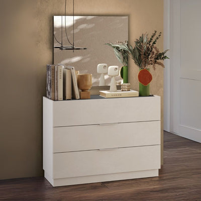 Comò Musto 3 cassetti colore cashmere e antracite