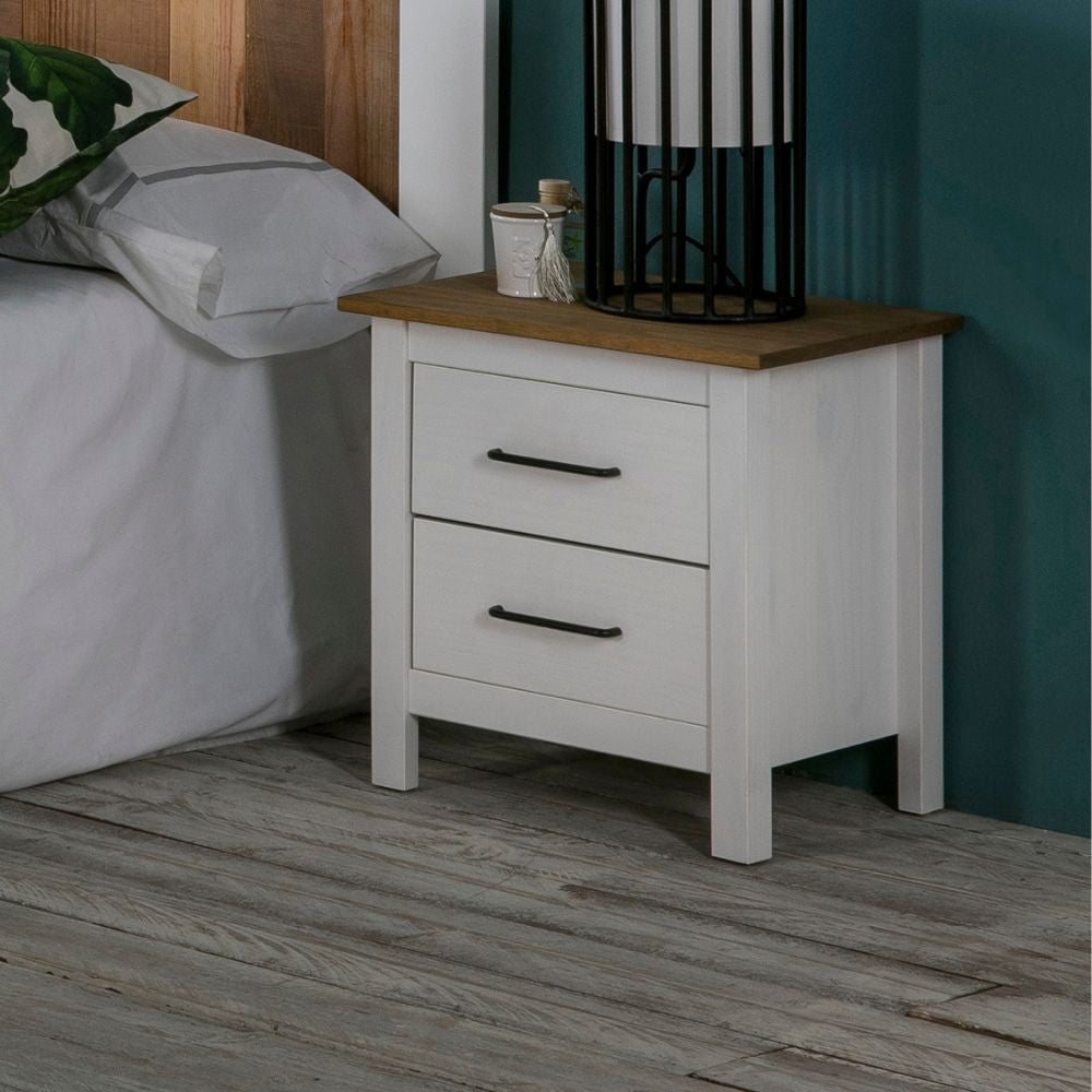 Credenza Misti 2 ante e 3 cassetti in legno massiccio bianco e rovere