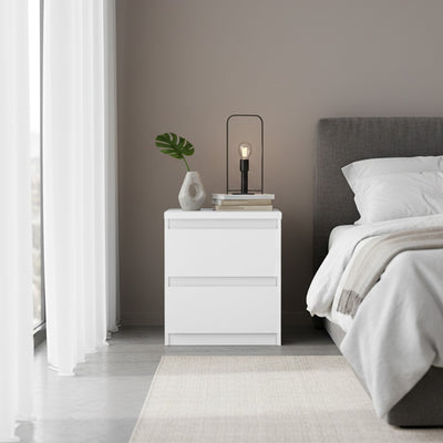 Comodino Morgan 2 cassetti 41.8 x 32.2 x H 49.3 cm. colore bianco