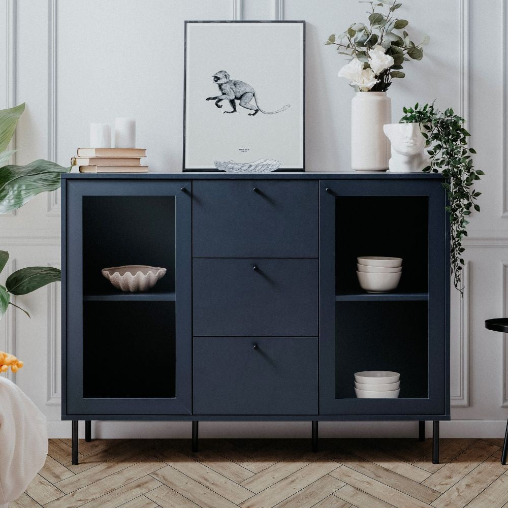 Credenza Caracas 51A con 4 ante e 4 ripiani colore navy blue