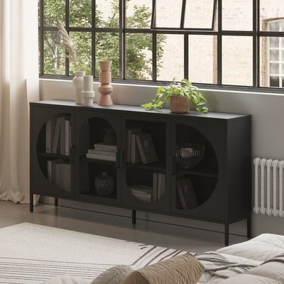 Credenza Tayra in metallo con 4 ante 160 cm. nero