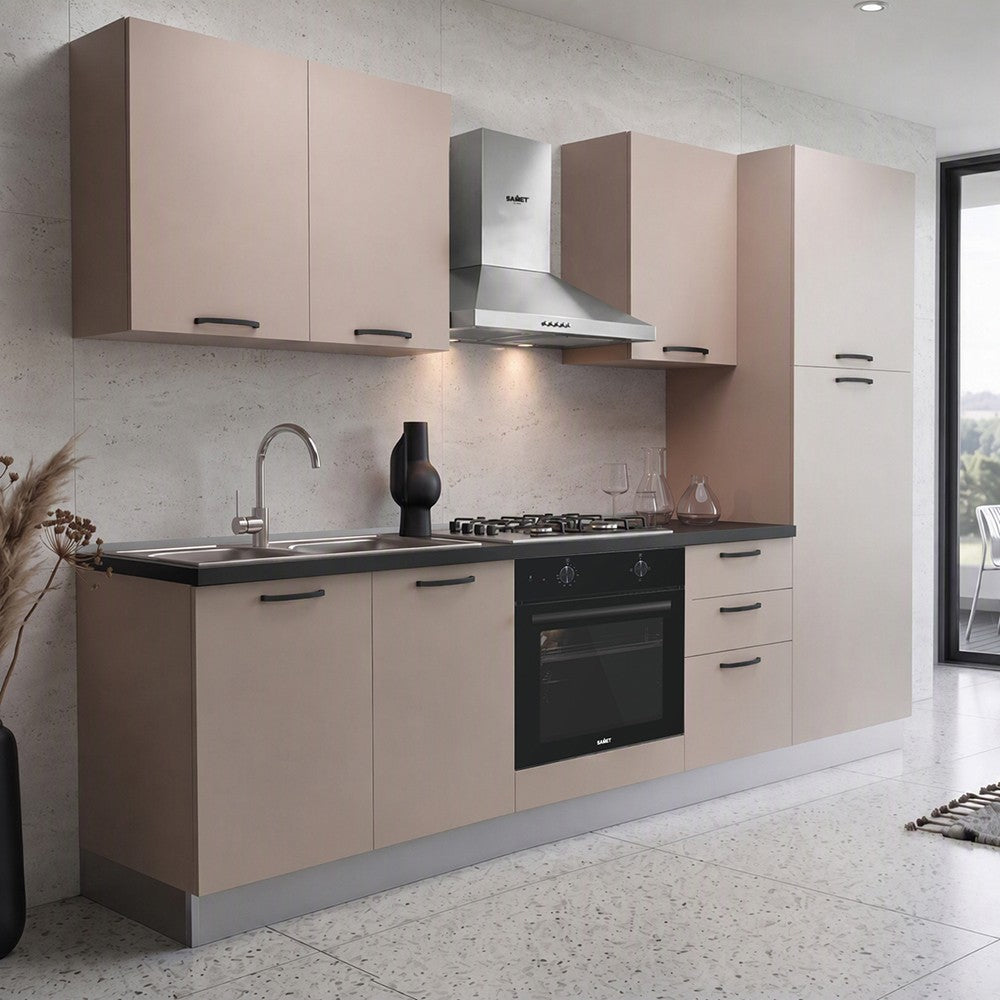 Cucina Asti 255 cm reversibile in cashmere con elettrodomestici inclusi Industrie Valentini