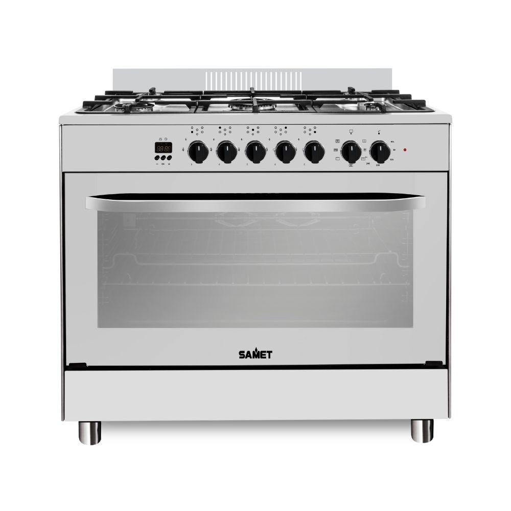 Cucina Stromboli a gas 90x60 cm. con forno e grill elettrici colore inox classe A