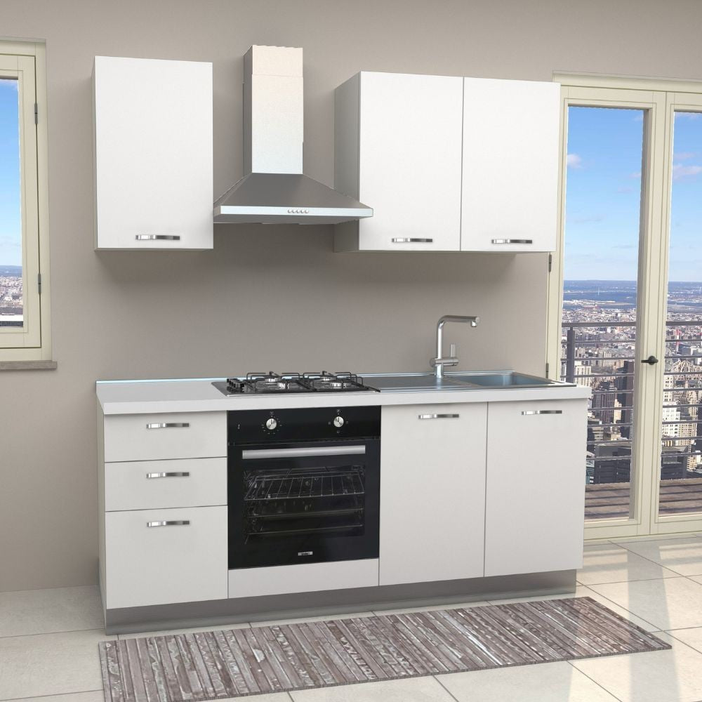 Cucina Taurus 195 destra colore bianco con elettrodomestici inclusi