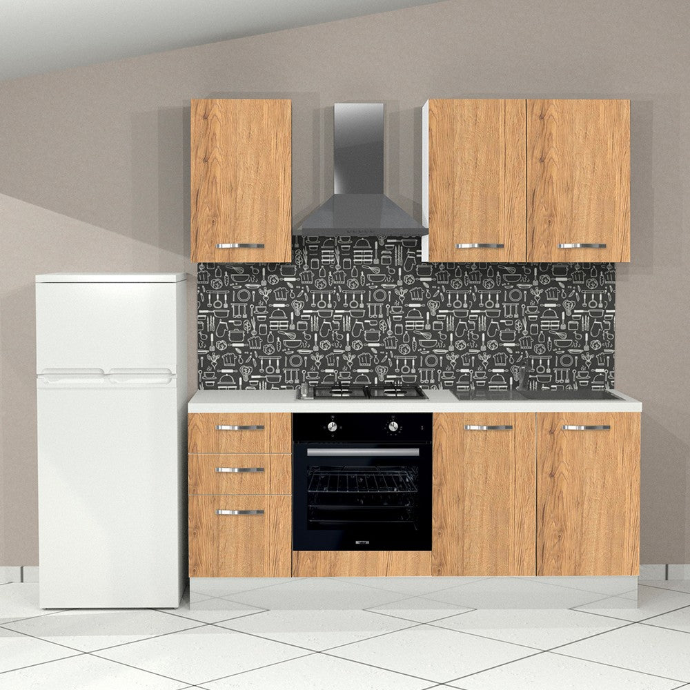 Cucina Taurus 195 destra colore cassa bianco e frontali nebraska con elettrodomestici inclusi