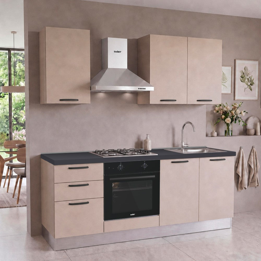 Cucina Taurusnew 195 cm reversibile in cashmere con elettrodomestici inclusi Industrie Valentini