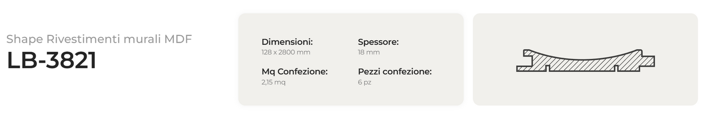 Pannello Decorativo Dogato SHAPE LB 3821 – Rivestimento Murale | 18 (SP) x 128 (L) x 2800 (H) mm