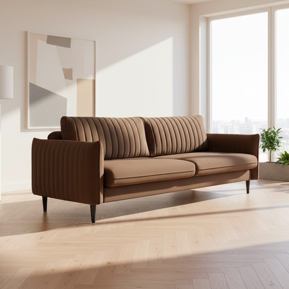 Divano Abra marrone chiaro Milano 05 3 posti funzione letto