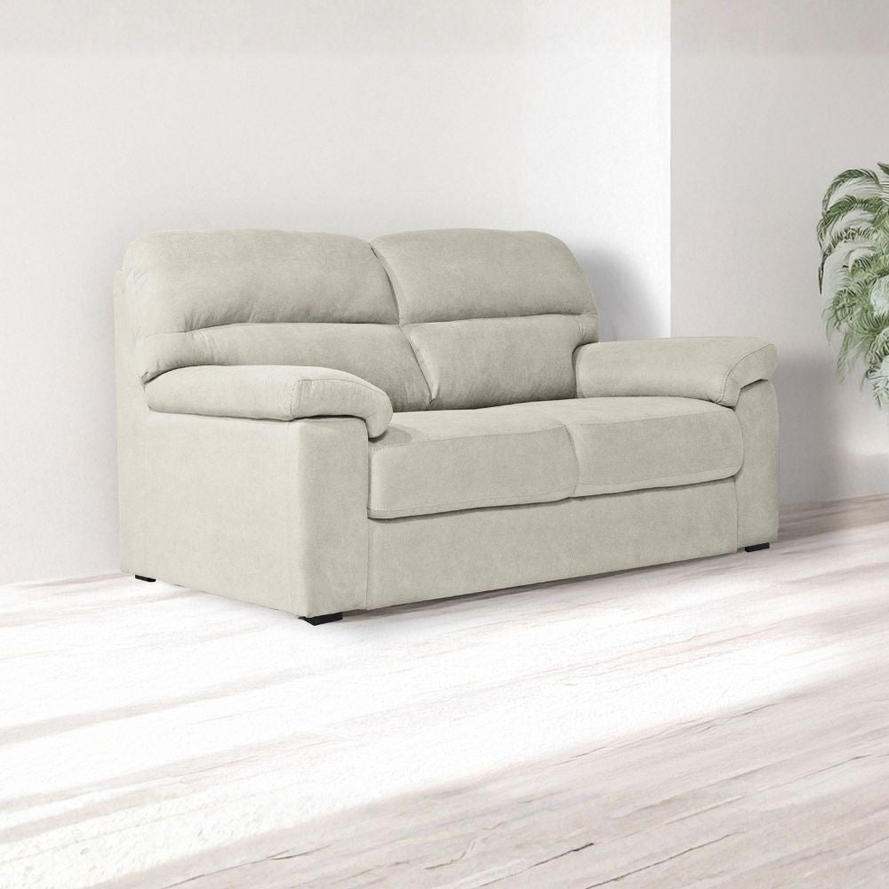Divano Alenda 3 posti con piedini quadrati in tessuto Roma 05 beige