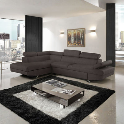 Divano angolare sinistro Julie con letto estraibile e contenitore in tessuto Texas 95 grigio elephant