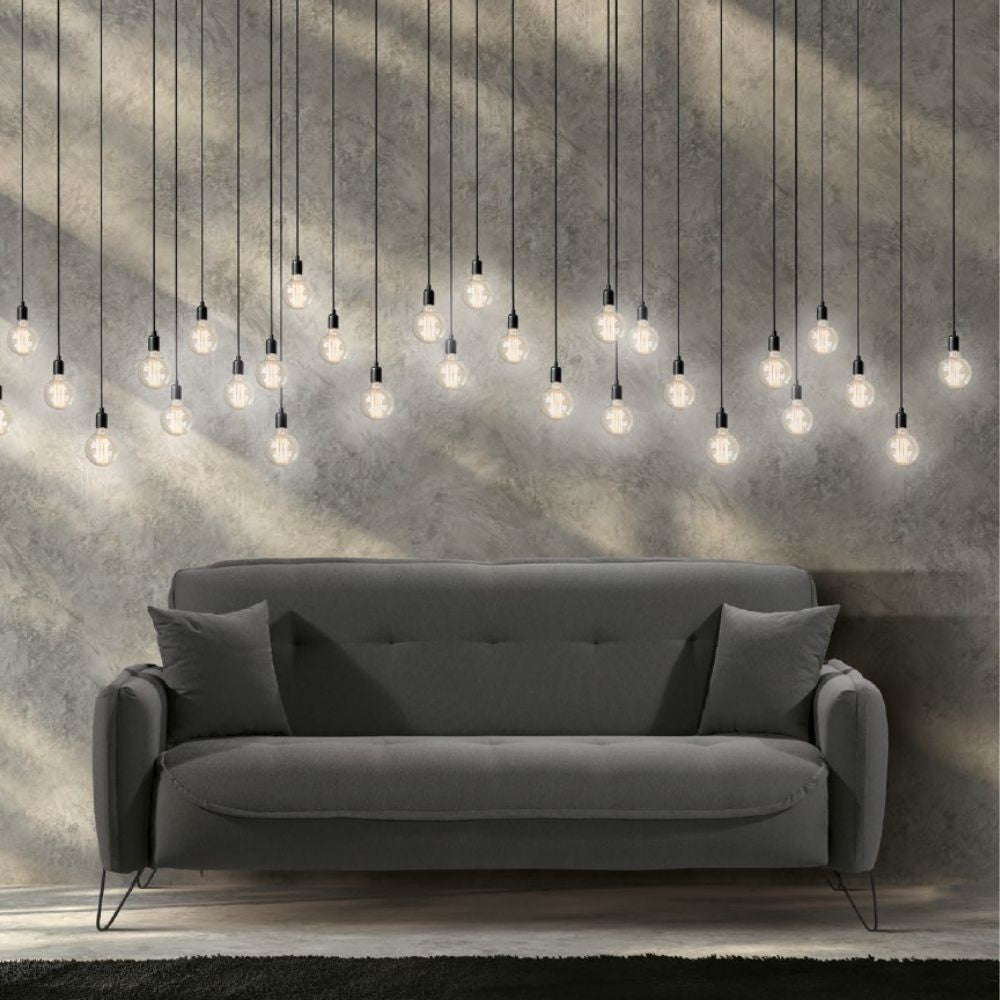 Divano Crown 3 posti ecopelle effetto nuvolato grigio 07-619  215x94x98h cm.
