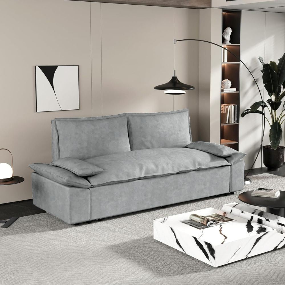 Divano letto Belly 2 posti effetto velluto colore grigio