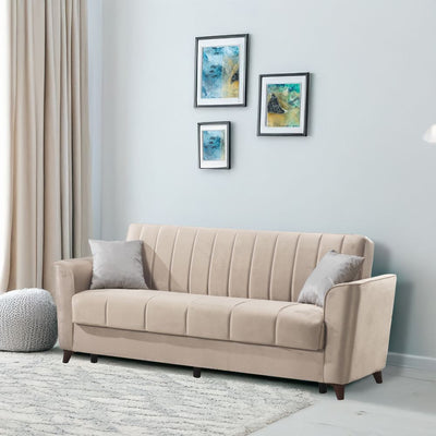 Divano letto Duca con contenitore in velluto Setra crema