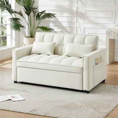 Divano letto Eiri 2 posti in vellutino beige