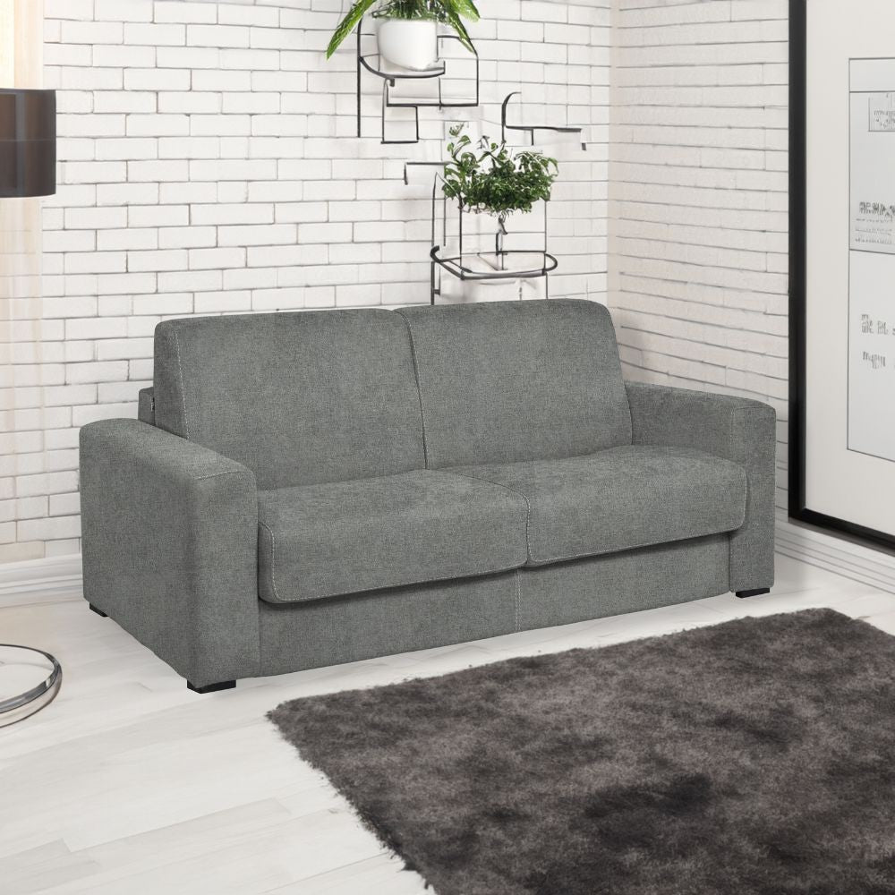 Divano letto Kriog 3 posti con rete elettrosaldata in tessuto Barrel 83 grigio