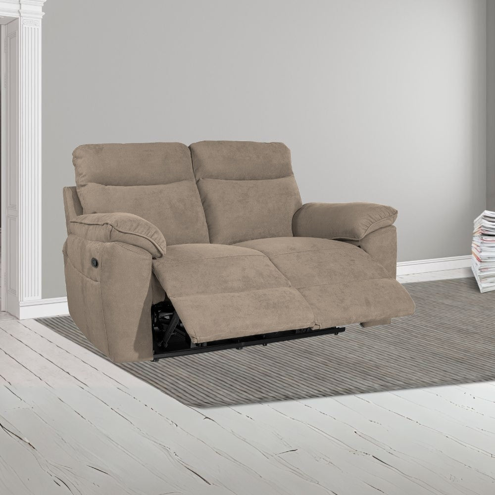 Divano recliner Boston 2 posti manuale in tessuto barrel 21 tortora
