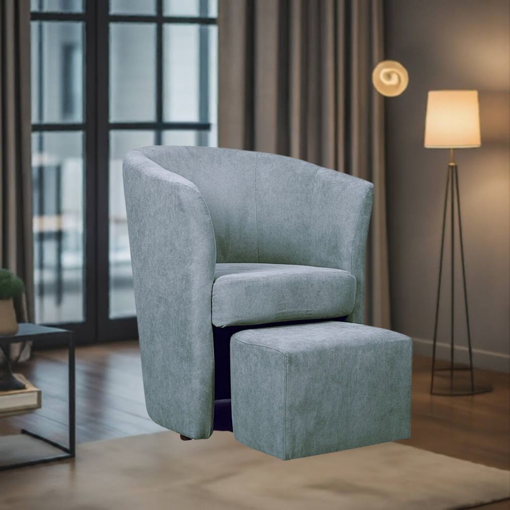 Djerba tessuto grigio chiaro Soro 90 con pouff estraibile