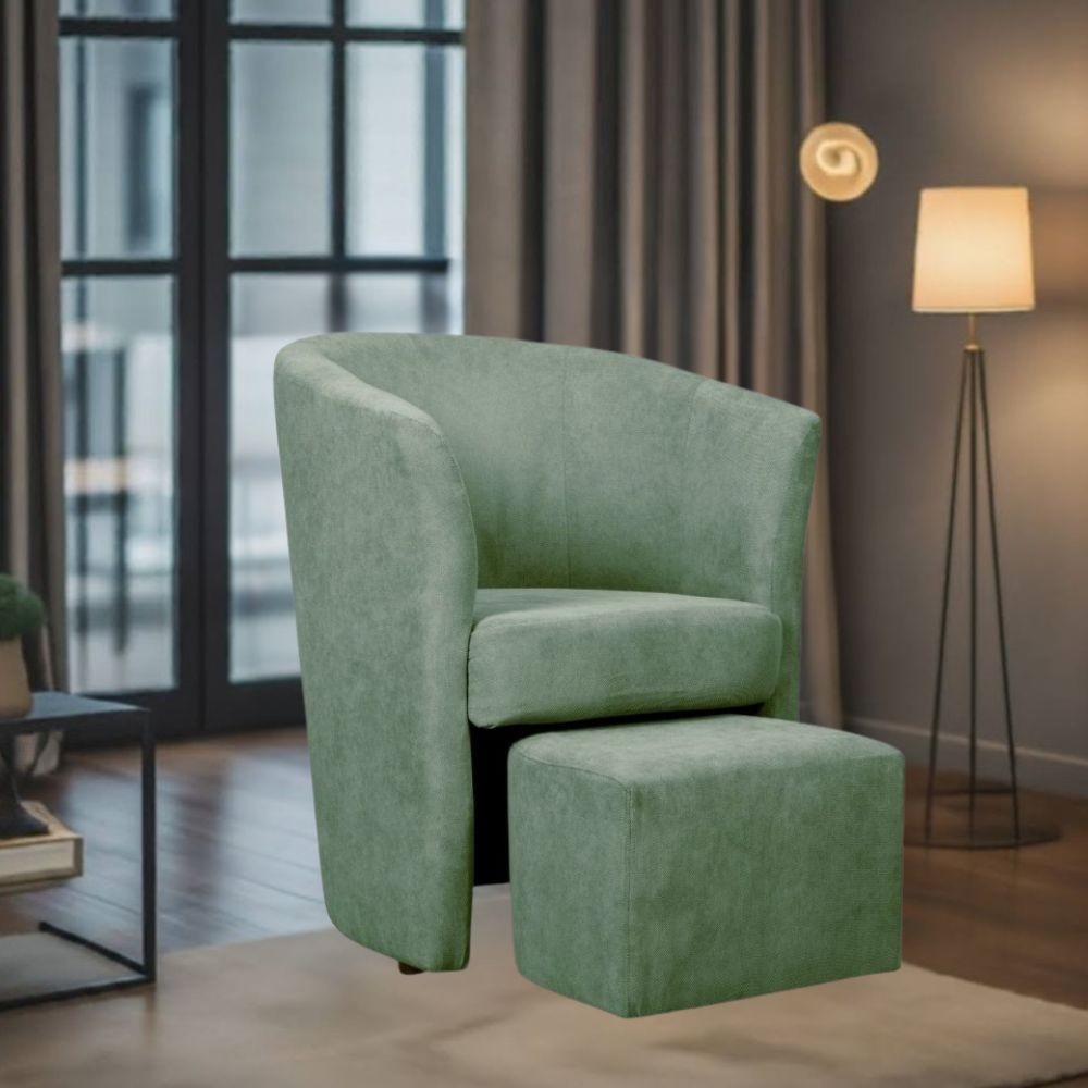 Djerba tessuto Soro 34 verde acqua marina con pouff estraibile