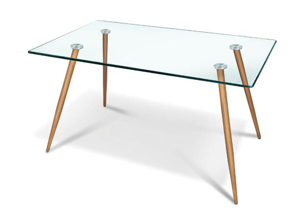 Tavolo vetro young wood 150x90x75h