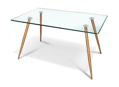 Tavolo vetro young wood 150x90x75h